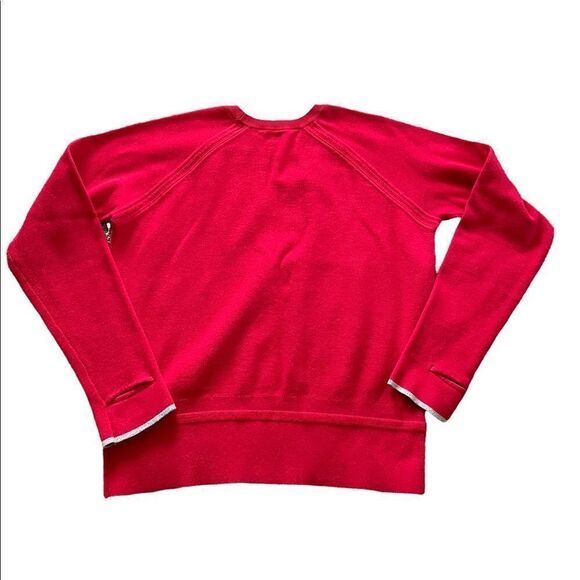 ATHLETA Cotton Tipped Red Crewneck Sweater Size Small - Picture 3 of 6